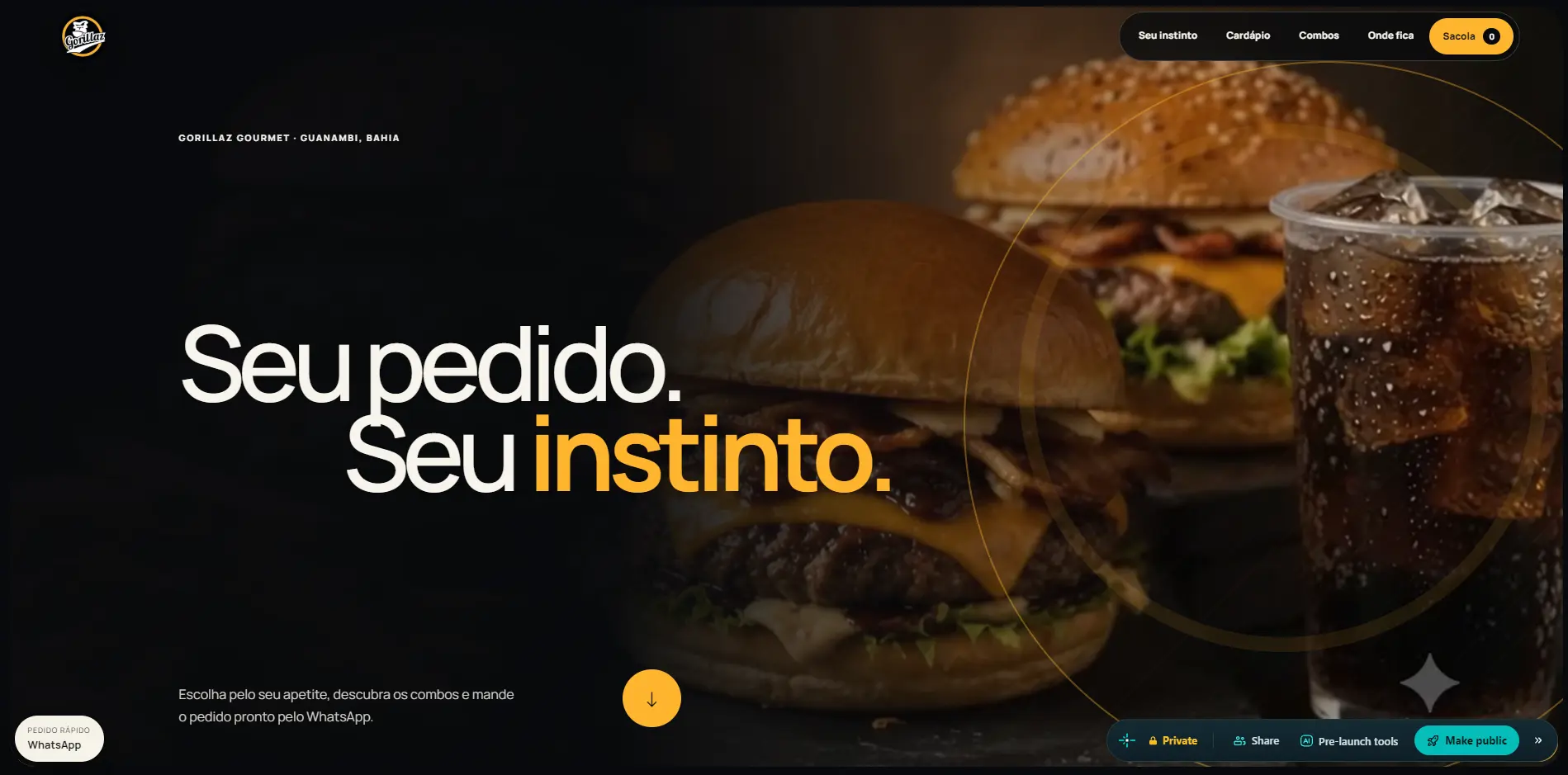 Website da Gorillaz Gourmet